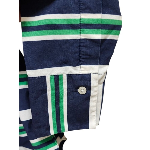 Carolina Herrera Striped Cotton Belted Shirt Dress Top 2 Multicolor Button Down - Picture 6 of 16